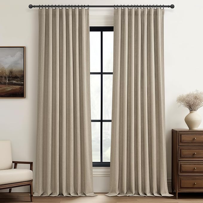 QJmydeco GreyBeige 108 Inch Curtains 2 Panel Set Burg Modern Decorative Dark by QJMYDECO