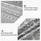 WONGS BEDDING Boho King Quilt Set, Lightweight Microfiber Bed Decor Bedspread - Image 5