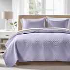 FLYMME Twin Quilt Set, Lightweight Lavender Bedspreads, Basket Weave Pattern by FLYMME