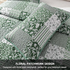 Mybedsoul Green Quilt Set Full Size, Patchwork Reversible Bedding Set | Soft - Image 6