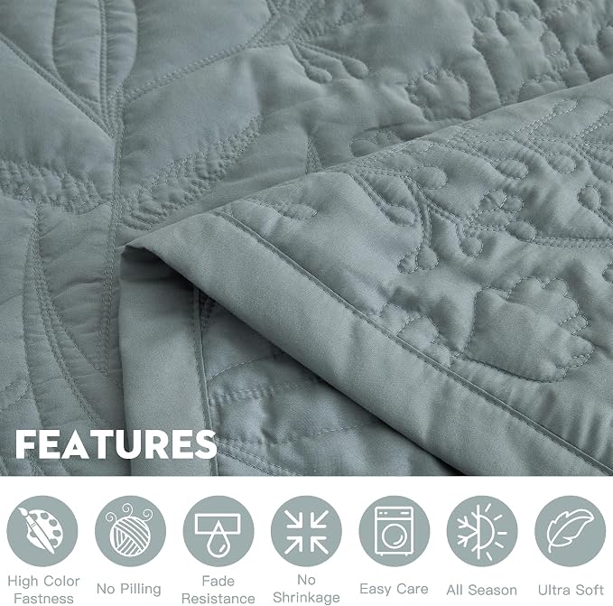 HZ & HY Oversized King Bedspreads 128x120, 5-Piece Quilt Set, Lightweight - Image 7