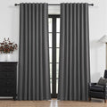 Dark Grey Linen Room Darkening Curtains 96 Inches Long 2 Panels Set by QJMYDECO