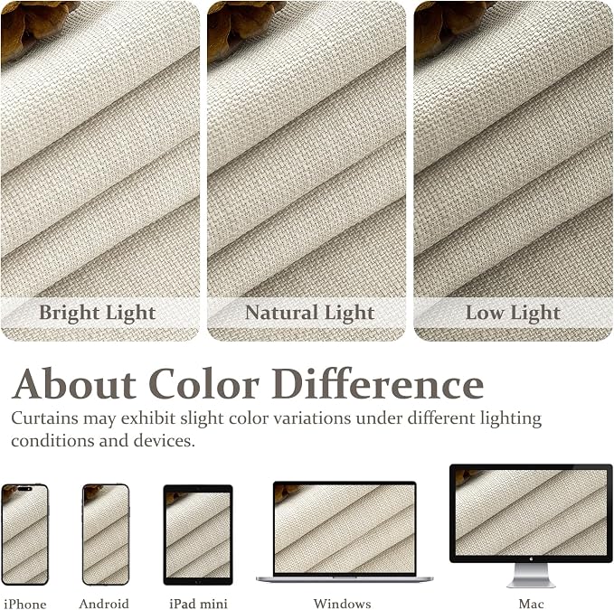 Thick Linen Sand Beige Black Out Curtains 96 Inch Long - Image 10