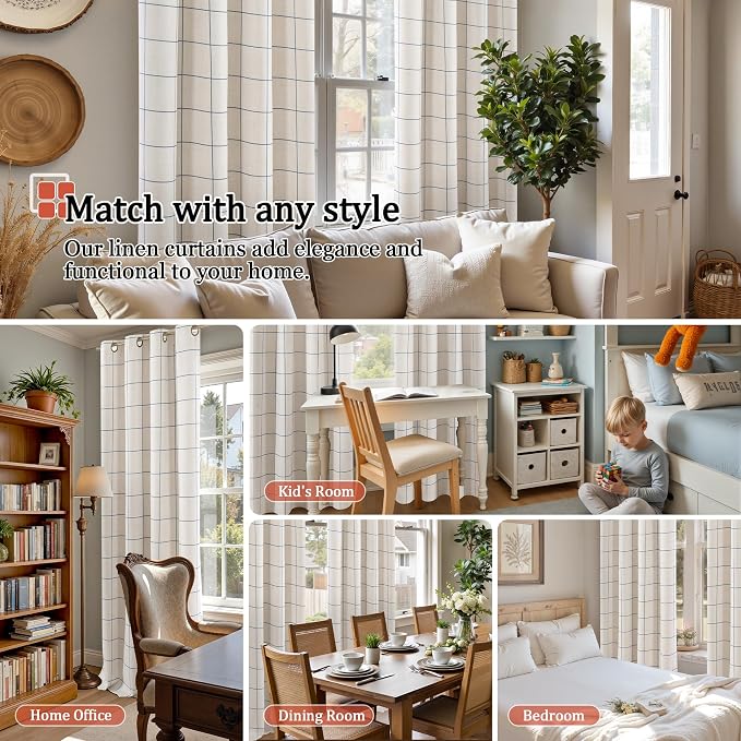 Plaid Curtains 90 Inches Long, 2 Panels Each 52 Wide, 100% Blackout Curtains - Image 4