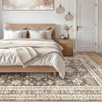 cotiled 7x9 Area Rug for Living Room, Traditional, Dark Brown | Soft Distressed - Image 7