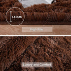 HOMORE Brown Living Room Rug, 4x6 Fluffy Area Rug - Image 5