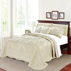 Home Soft Things Damask 4 Piece Bedspread Set, Scalloped Edge Reversible by HomeSoftThings