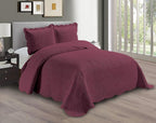 Linen Plus Embossed Coverlet Bedspread Set Oversized Solid Burgundy Full/Queen by Linen+Plus