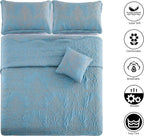Home Soft Things Damask 4 Piece Bedspread Set, Scalloped Edge Reversible - Image 2
