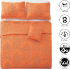 Home Soft Things Damask 4 Piece Bedspread Set, Scalloped Edge Reversible Quilt - Image 7