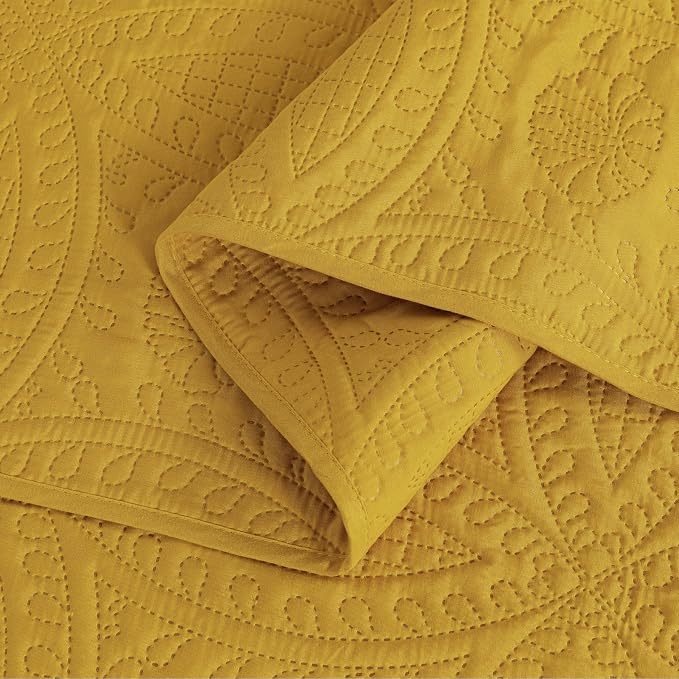 Chezmoi Collection Austin King Bedspread Set 3-Piece Pinsonic Quilted Oversized - Image 7