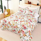 Cmfshape Summer Floral King Quilted Bedspread, Romantic Pink Quilt Set - Image 3