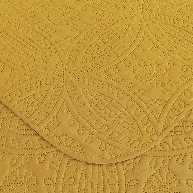 Chezmoi Collection Austin King Bedspread Set 3-Piece Pinsonic Quilted Oversized - Image 6