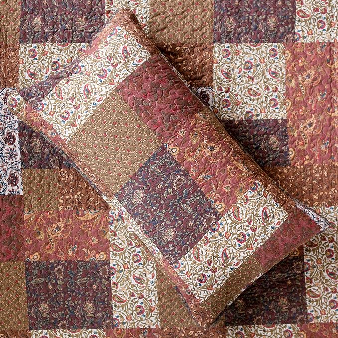 SLPR - Red Riches Patchwork Quilt Set, Fall Bedding, King - Image 2